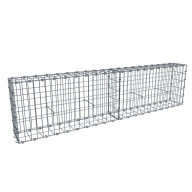 Kit gabion 2m de longueur,  50cm (H) x 20cm (L), pour clôture, assemblage agrafes, mailles 5 x 10 cm, grilles non visibles mailles 10 x 10 cm