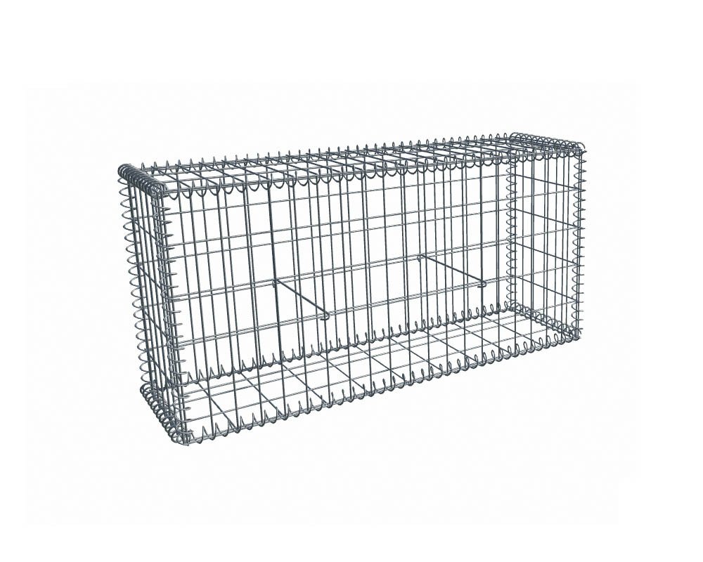 Gabion, longueur 100cm x 50cm(H) x 30(L), assemblage spirales, mailles 5 x 10 cm, grilles non visibles mailles 10 x 10 cm Ø4mm