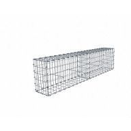 Kit gabion 2m de longueur,  50cm (H) x 30cm (L), pour clôture, assemblage agrafes, mailles 5 x 10 cm, grilles non visibles mailles 10 x 10 cm