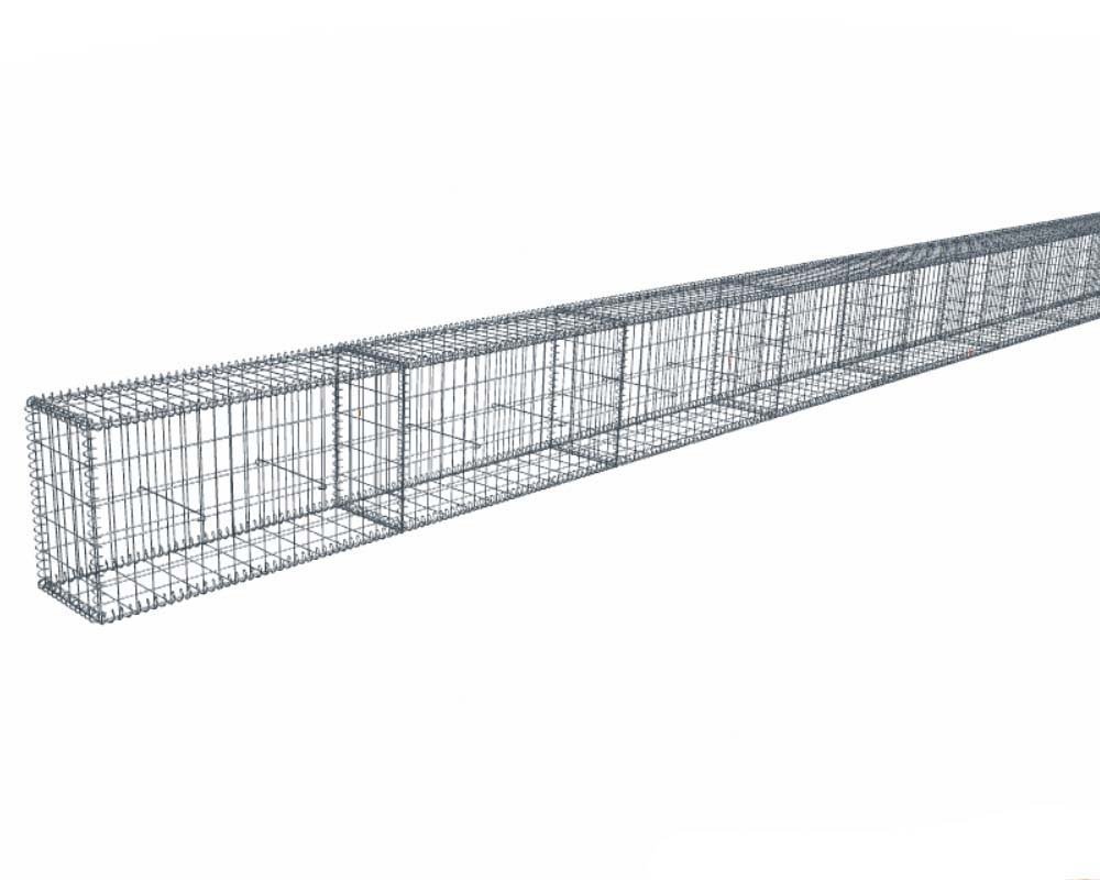 Kit gabion 28 m de longueur, 50cm (H) x 30cm (L), pour clôture, assemblage spirales, mailles 5 x 10 cm, grilles non visibles mailles 10 x 10 cm