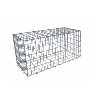 Gabion, longueur 100cm x 50cm(H) x 50(L), assemblage agrafes, mailles 5 x 10 cm, grilles non visibles mailles 10 x 10 cm Ø4mm