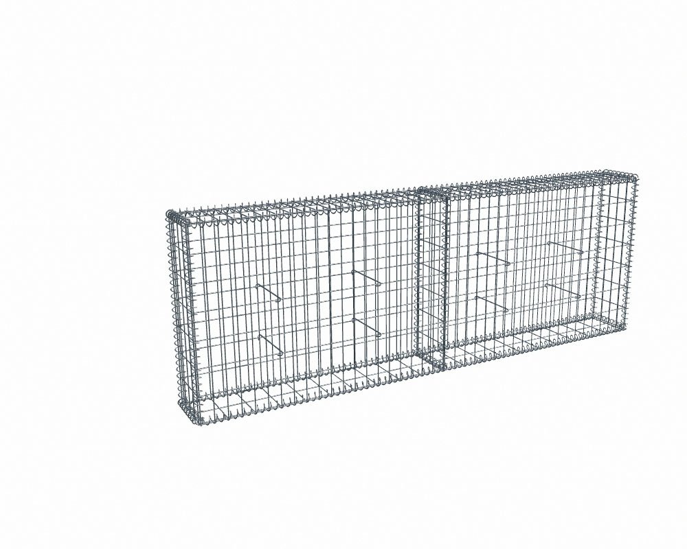Kit gabion 2m de longueur, 70cm (H) x 20cm (L), pour clôture, assemblage spirales, mailles 5 x 10 cm, grilles non visibles mailles 10 x 10 cm