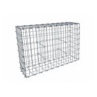 Gabion, longueur 100cm x 70cm(H) x 30(L), assemblage agrafes, mailles 5 x 10 cm, grilles non visibles mailles 10 x 10 cm Ø4mm