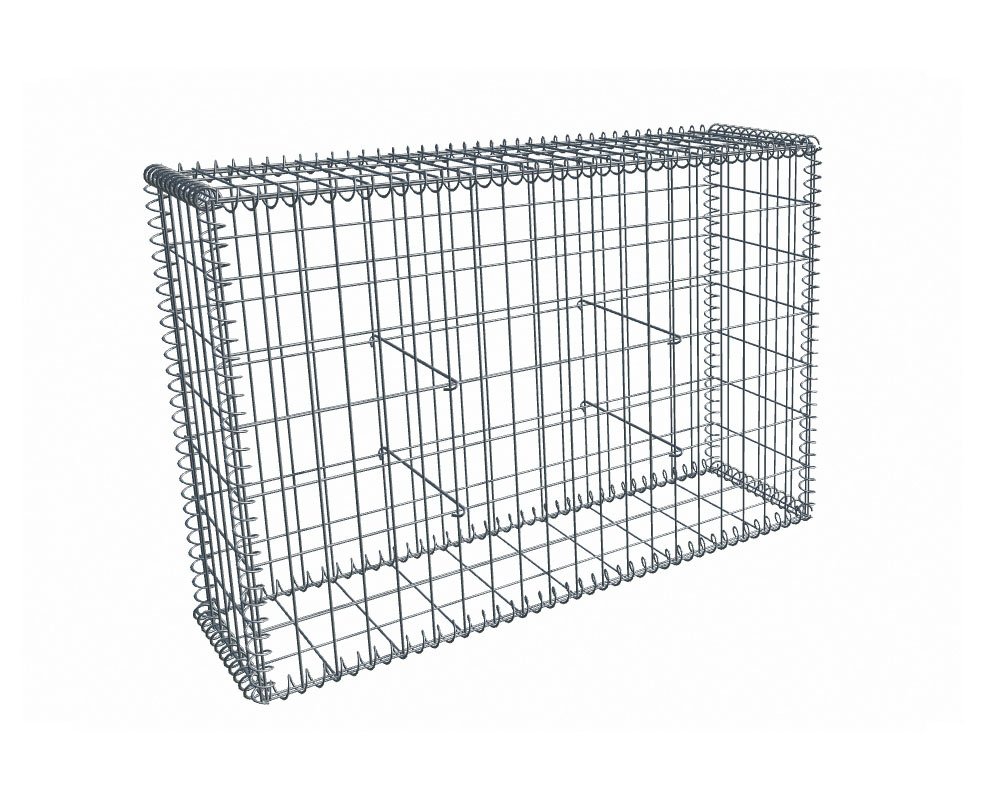 Gabion, longueur 100cm x 70cm(H) x 30(L), assemblage spirales, mailles 5 x 10 cm, grilles non visibles mailles 10 x 10 cm Ø4mm