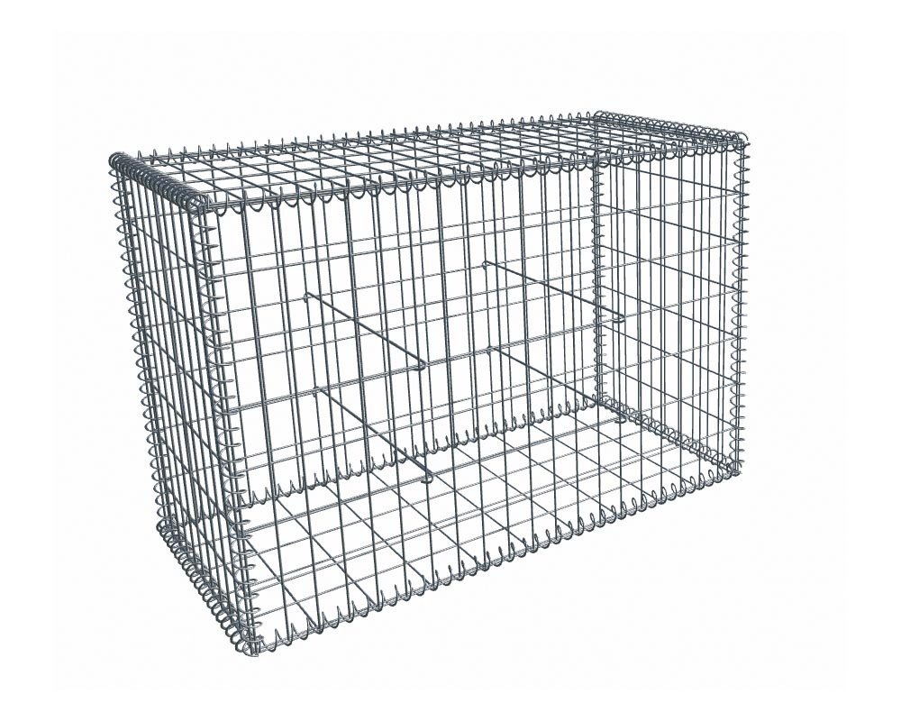 Gabion, longueur 100cm x 70cm(H) x 50(L), assemblage spirales, mailles 5 x 10 cm, grilles non visibles mailles 10 x 10 cm Ø4mm