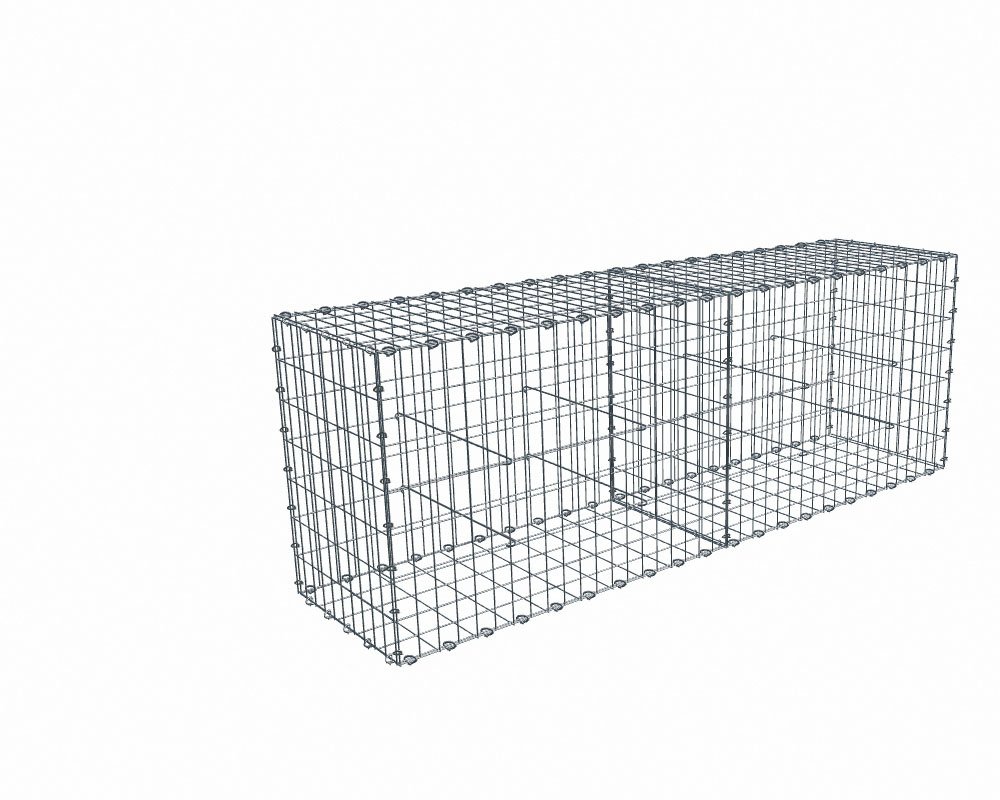 Kit gabion 2m de longueur, 70cm (H) x 50cm (L), pour clôture, assemblage agrafes, mailles 5 x 10 cm, grilles non visibles mailles 10 x 10 cm