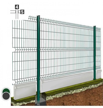 Vignette Kit grillage rigide gris 15 ml, à sceller fil de 4/5 mm, haut. 1.78 m, avec soubassement béton 25 cm