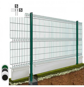 Vignette Kit grillage rigide gris 15 ml, à sceller fil de 5/5 mm, haut. 1.23 m, avec soubassement béton 25 cm