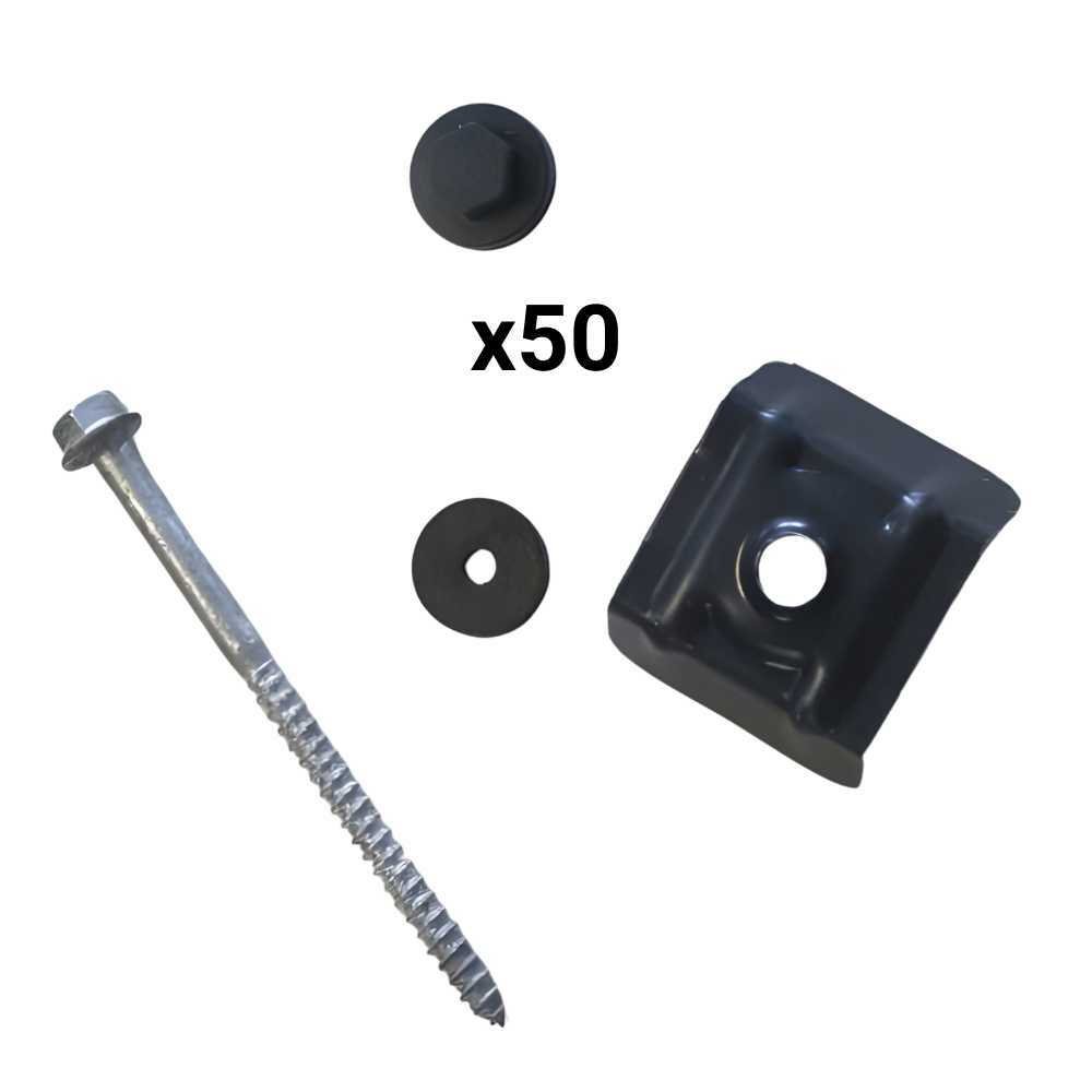 Kit de fixation bac acier, 50 ex, bleu (RAL5008)