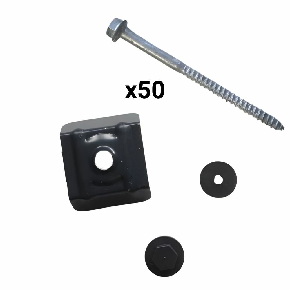 Kit de fixation bac acier, 50 ex, gris (RAL7016)