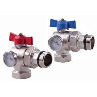 Kit Vanne à sphère équerre, diamètre 1", avec thermomètre et raccord
