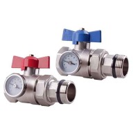 Kit Vanne à sphère droite, diamètre 1", avec thermomètre et raccord