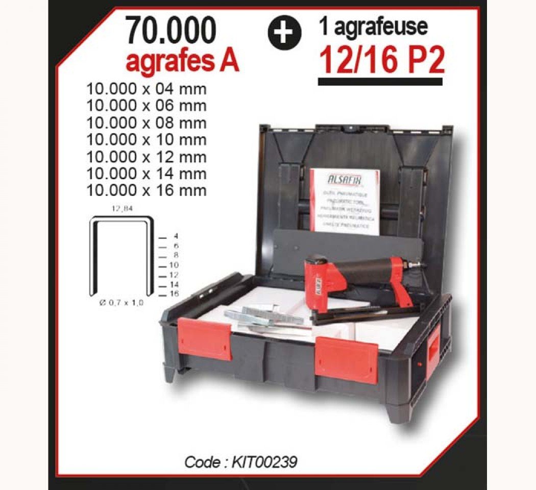 Ensemble de 1 agrafeuse 12/16 P2 et ses agrafes A