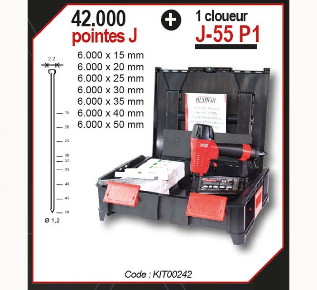 Ensemble de 1 cloueur J-55 P1 et ses pointes J