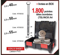 Box de 1 800 pointes têtes bombées INOX A4, 2,5 x 40 mm