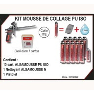 Kit Mousse de collage PU ISO livré en carton avec 1 nettoyant et 1 pistolet