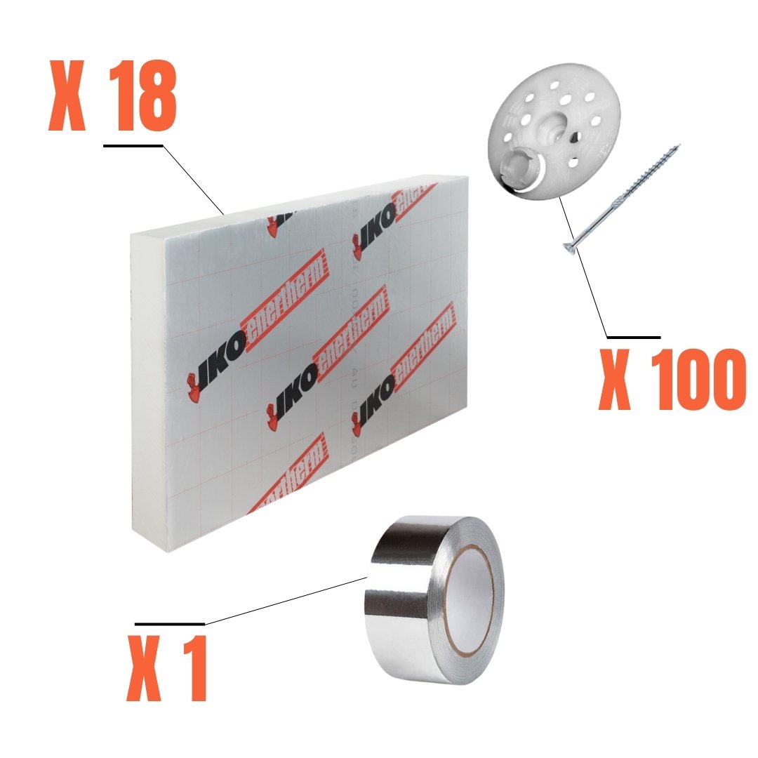 Kit complet d'isolation intérieur polyurethane 80 mm - 12.96m²