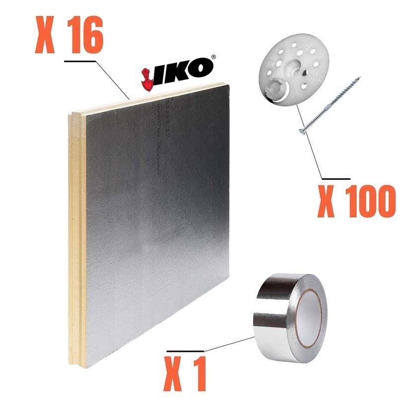 Kit complet d'isolation intérieur polyurethane 120 mm , panneaux rainurés/bouvetés- 11,52m²