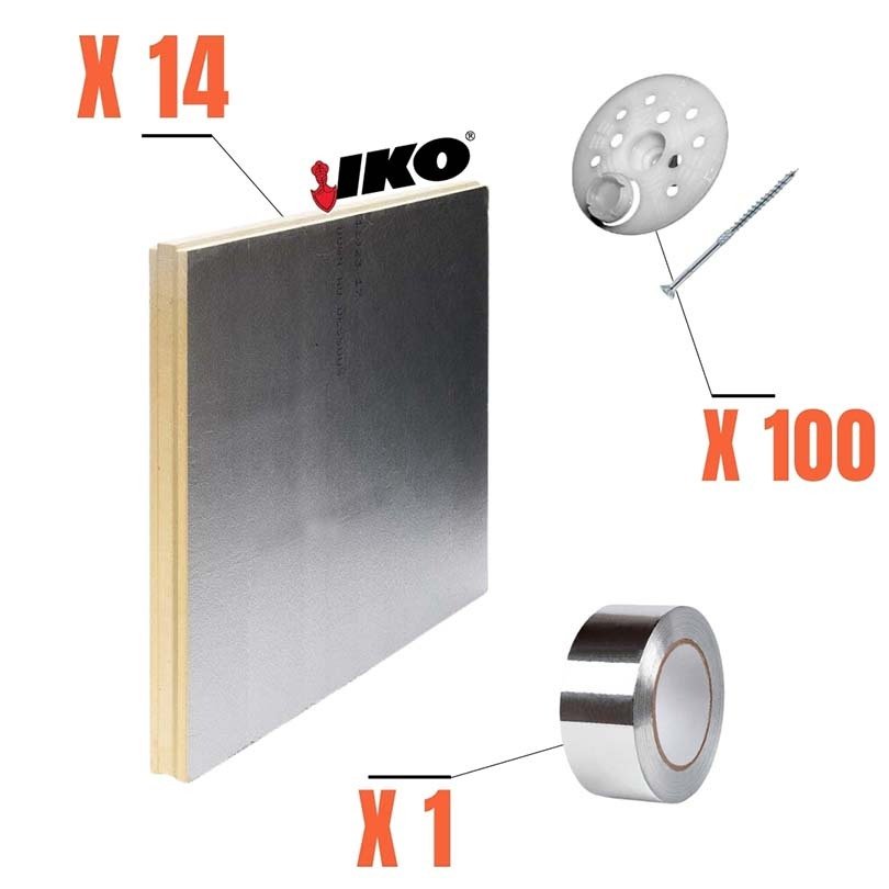 Kit complet d'isolation intérieur polyurethane 70 mm , panneaux rainurés/bouvetés- 10.08m²