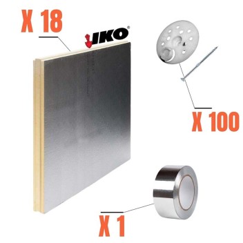 Vignette Kit complet d'isolation intérieur polyurethane 82 mm , panneaux rainurés/bouvetés- 12,96m²