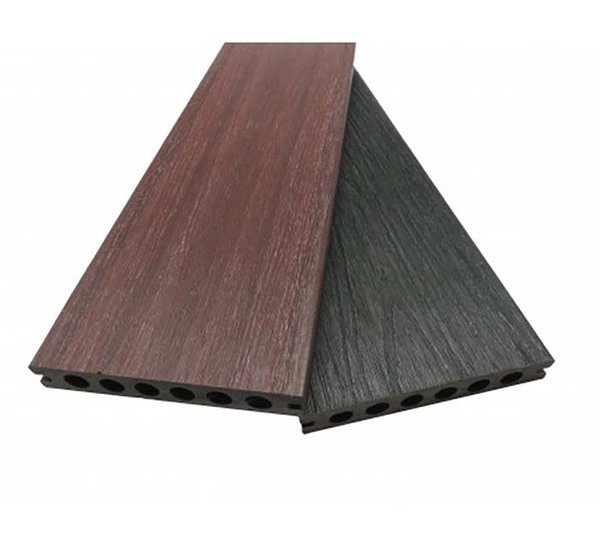 Lame de terrasse 23 mm x 14.5 cm, co-extrudée réversible veinée, Amber (Ambre) & Dark Oak (Chêne foncé)