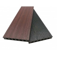 Lame de terrasse 23 mm x 14.5 cm, co-extrudée réversible veinée, Charcoal (Noir charbon) & Mahogany (Acajou)