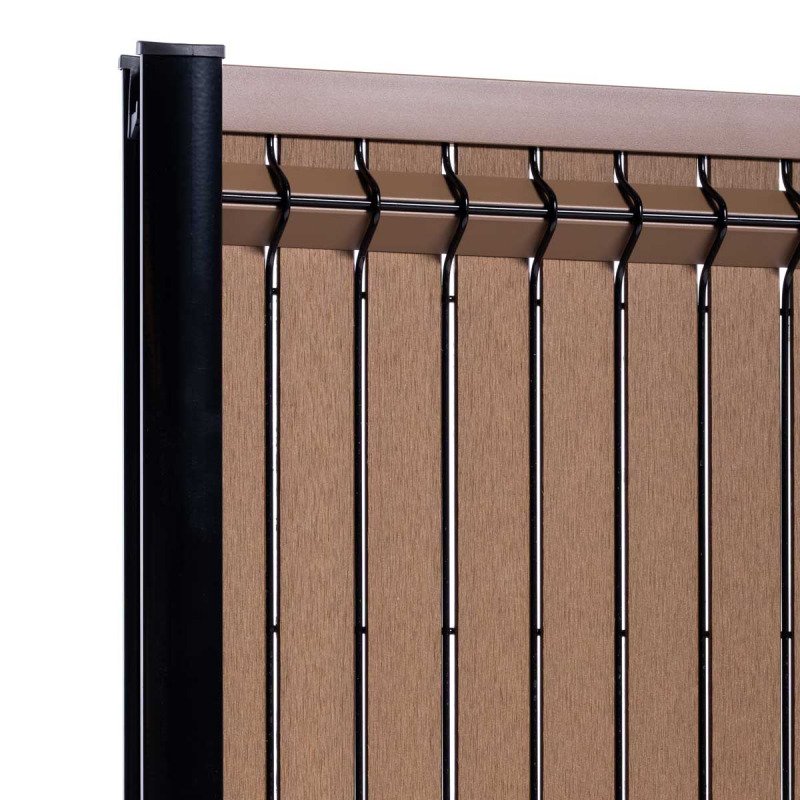 Kit d'occultation composite /alu marron pour grillage rigide de 1,93 m de hauteur (pour 1 panneau)