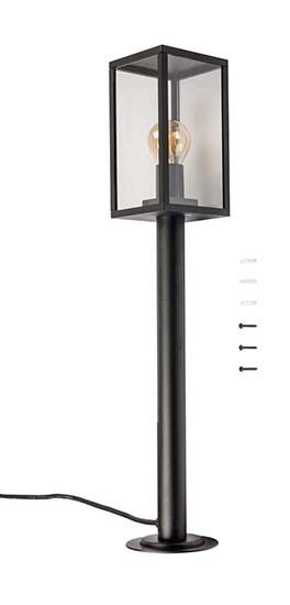 photo d'un petit lampadaire de jardin avec ses fixations