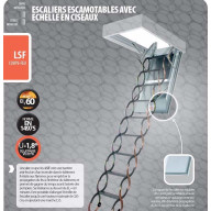 Escalier escamotable LSF coupe-feu avec échelles en ciseaux, haut.270-300 cm, 60 x 120 cm