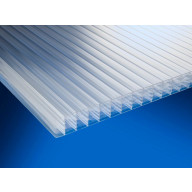 Plaque de polycarbonate traitée anti-UV 2 faces,  incolore ép. 32 mm, dimensions 1250 mm x 3000 mm