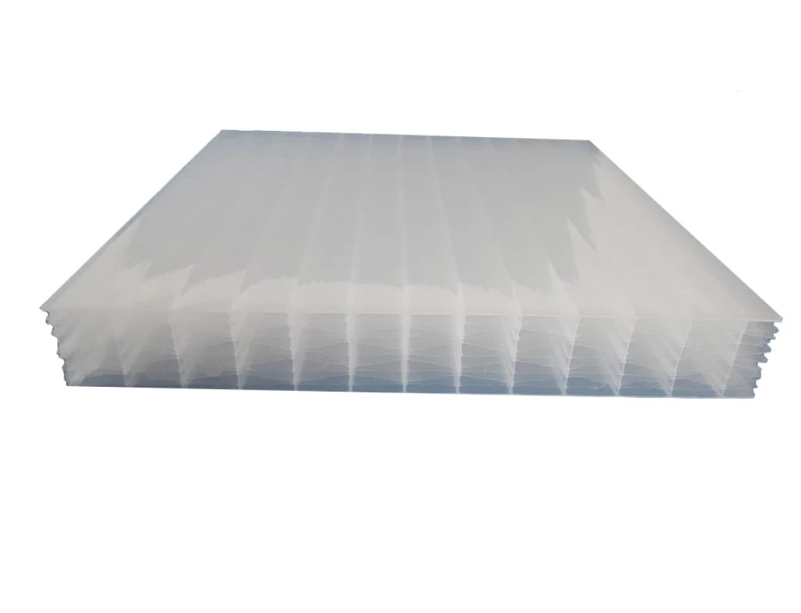 Plaque de polycarbonate traitée anti-UV 2 faces, Pearl anti-chaleur ép. 32  mm, dimensions 1250 mm x 4500 mm 