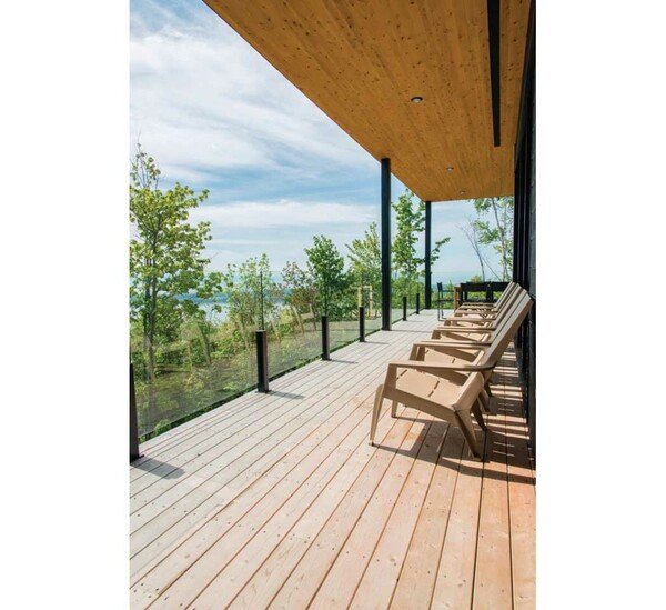 Lame de terrasse 21 x 120 mm, pin du nord, traité CL4 - vert - profil 1 face double peigne