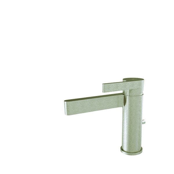 Mitigeur DORA avec tirette, bec droit, inox brossé, vidage assorti