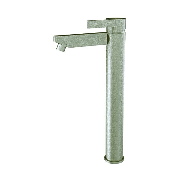 Mitigeur haut DORA sans tirette, bec incliné, inox brossé