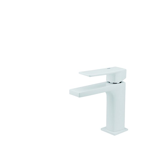 Mitigeur KALA sans tirette de vidage, bec droit, blanc mat