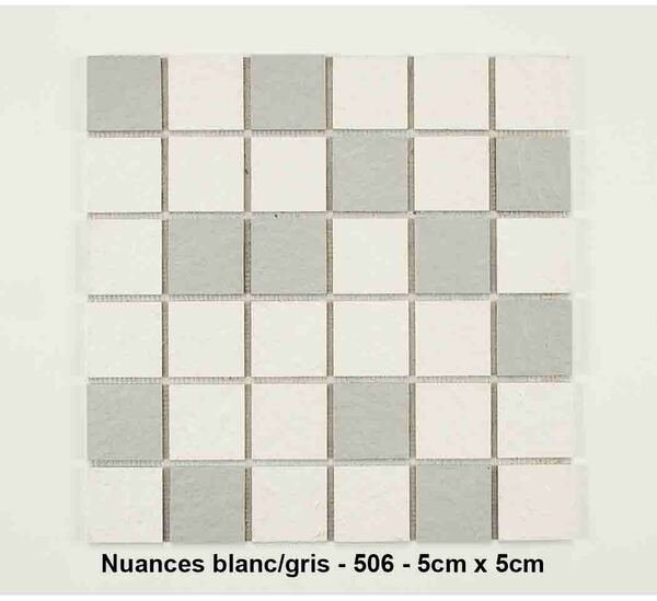 Mosaique Solid mixte Blanc/Gris , carreaux de 5 cm, rouleau de 30 cm x 30 cm
