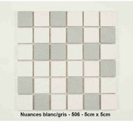 Mosaique Solid mixte Blanc/Gris , carreaux de 5 , rouleau de 30 cm x 30 cm
