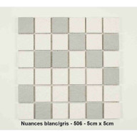 Mosaique Solid mixte Blanc/Gris , carreaux de 5 , rouleau de 30 cm x 30 cm