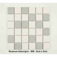 Mosaique Solid mixte Blanc/Gris , carreaux de 5 cm, rouleau de 30 cm x 30 cm
