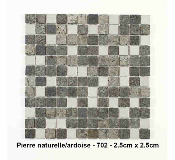 Mosaique Pierre naturelle/Ardoise , carreaux de 2.5 cm, rouleau de 30 cm x 30 cm