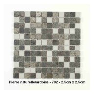 Mosaique Pierre naturelle/Ardoise , carreaux de 2.5 cm, rouleau de 1 m x 50 cm