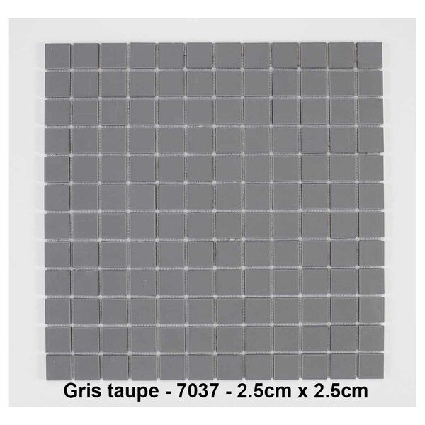 Mosaique lisse, Gris taupe , carreaux de 2.5 cm, rouleau de 30 cm x 30 cm