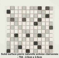 Mosaique Pierre naturelle/Ardoise clairsemée , carreaux de 2.5 cm, rouleau de 1 m x 50 cm