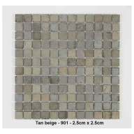 Mosaique pierre naturelle , Tan beige , carreaux de 2.5 , rouleau de 30 cm x 30 cm