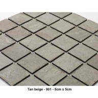 Mosaique pierre naturelle , Tan beige , carreaux de 5 cm, rouleau de 30 cm x 30 cm