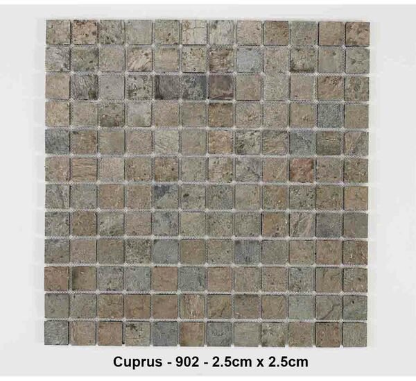 Mosaique pierre naturelle , Cuprus , carreaux de 2.5 cm, rouleau de 30 cm x 30 cm