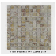 Mosaique pierre naturelle , Feuille d'automne , carreaux de 2.5 , rouleau de 30 cm x 30 cm