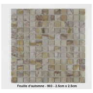 Mosaique pierre naturelle , Feuille d'automne , carreaux de 2.5 cm, rouleau de 1 m x 50 cm