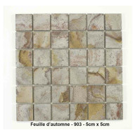 Mosaique pierre naturelle , Feuille d'automne , carreaux de 5 cm, rouleau de 1 m x 50 cm