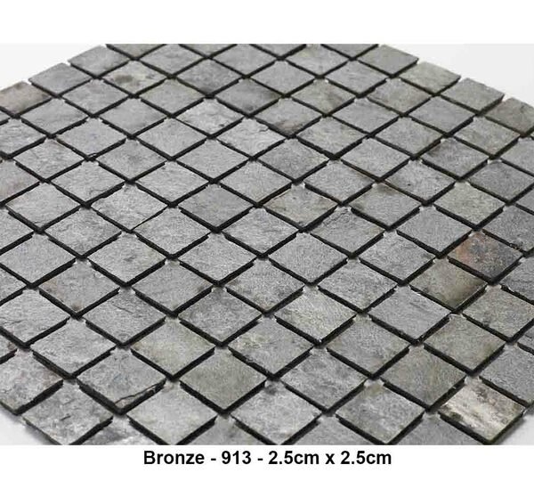 Mosaique pierre naturelle , Bronze , carreaux de 2.5 cm, rouleau de 30 cm x 30 cm